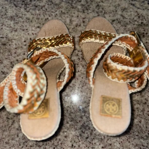 Tory Burch Espadrille Wedge Sandals Sz 38 - Picture 8 of 12
